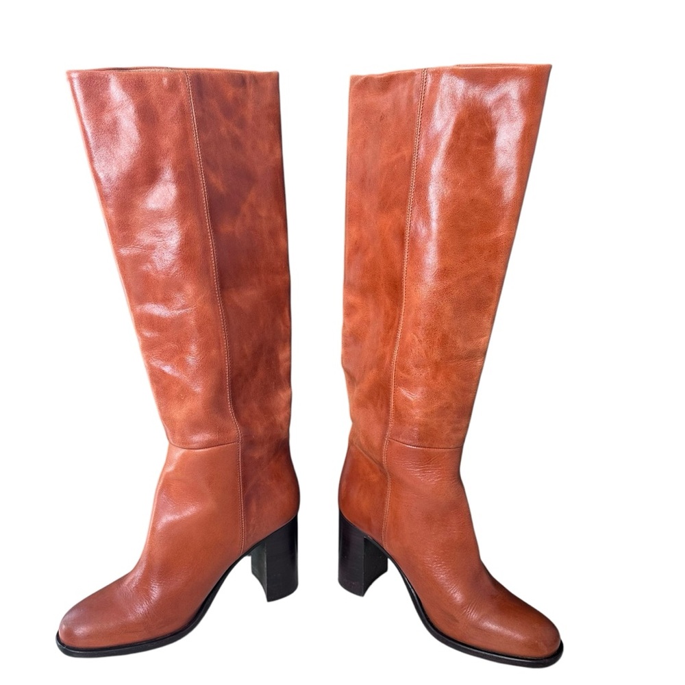 Free People Grayson Tall Boots In Saddle Brown Sz 38 US 7.5 - Picture 11 of 16